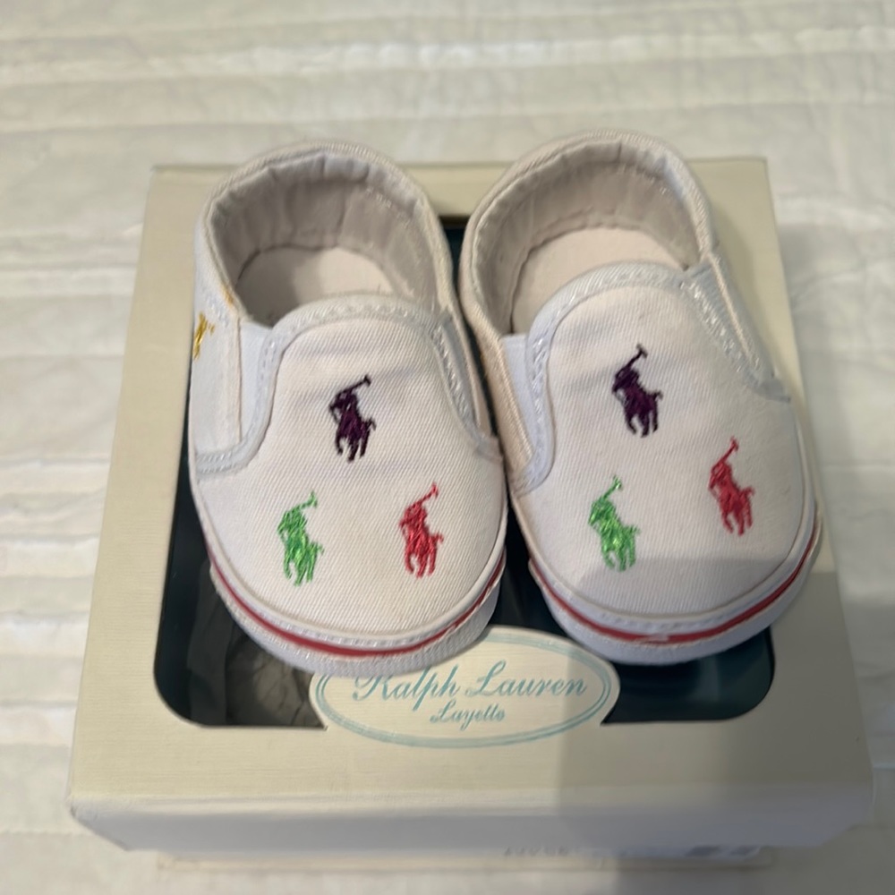 Baby girls Ralph Lauren slip on shoe. Size 2